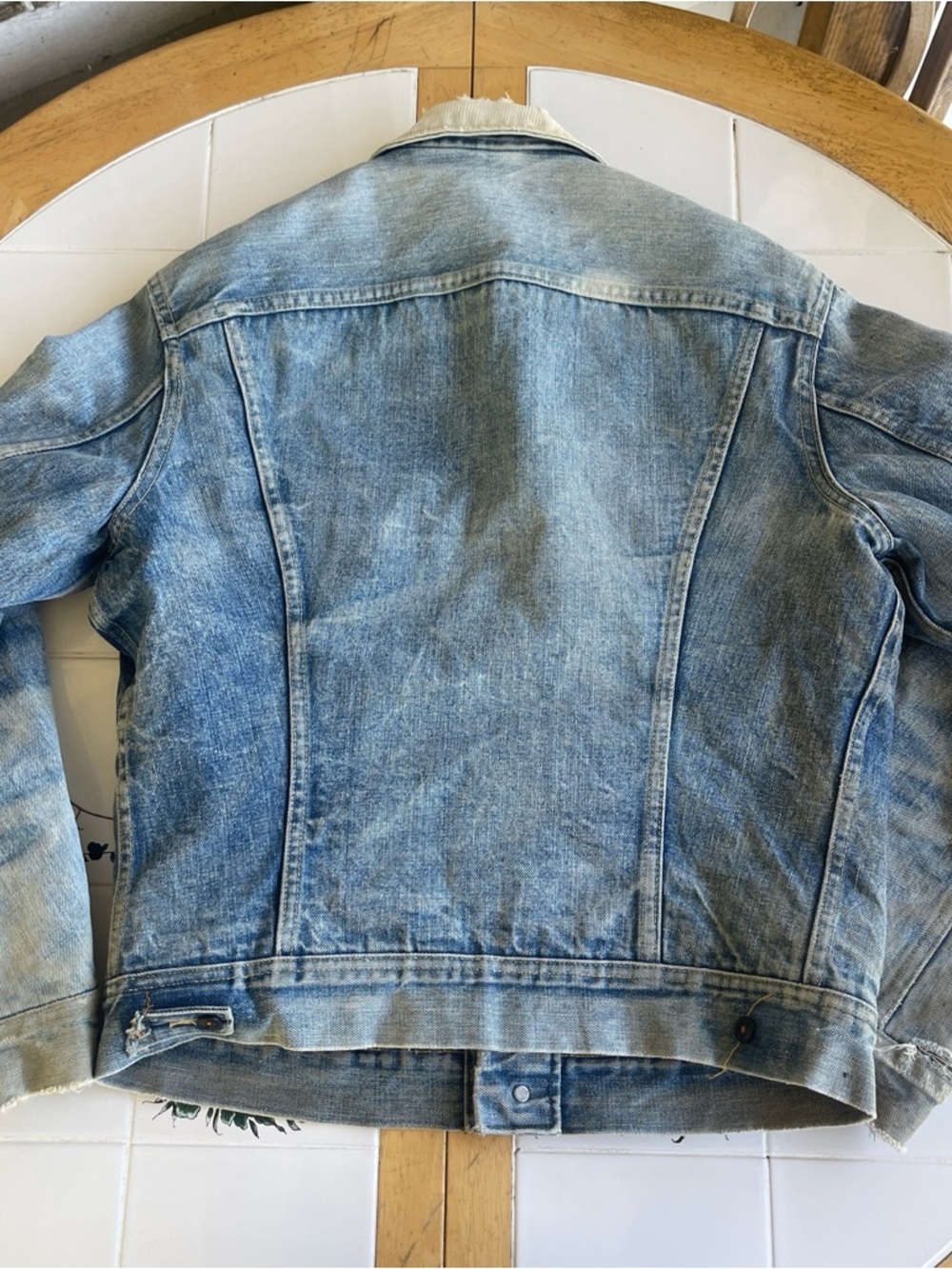 Vintage Lee Storm Rider Denim Jacket M Distressed Blanket Lined Workwear Faded - Picture 11 of 16